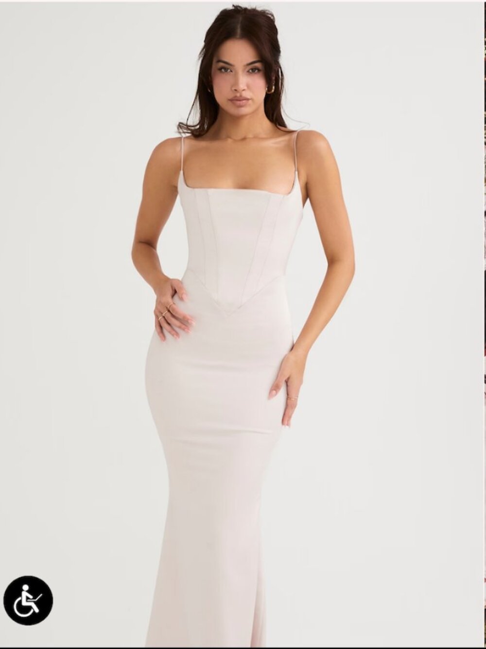House of CB: Olivette Crystal Satin Corset Maxi Dress